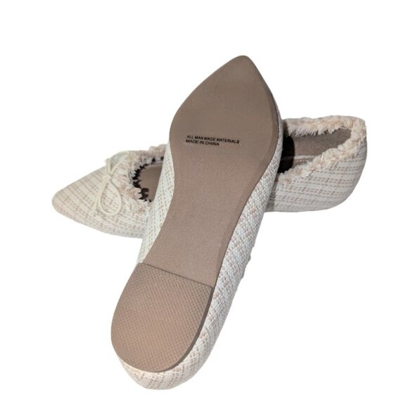 Report Womens Beige Textile Fabric Pointed Toe Ballet Flats w/Bow Size 7 NWOB - Picture 8 of 8